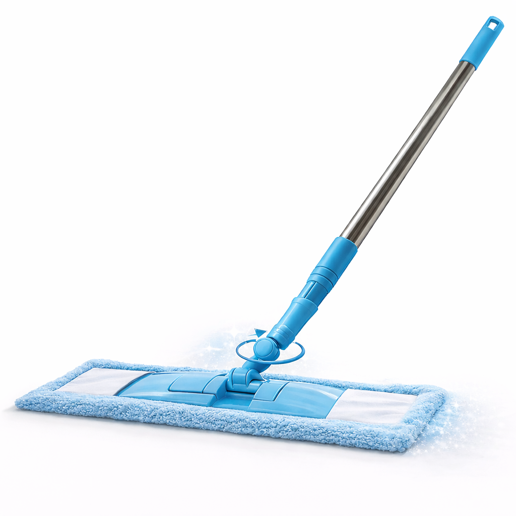 Ajaxfit™ Detachable Coral Fleece Flat Mop with Stainless Steel Handle