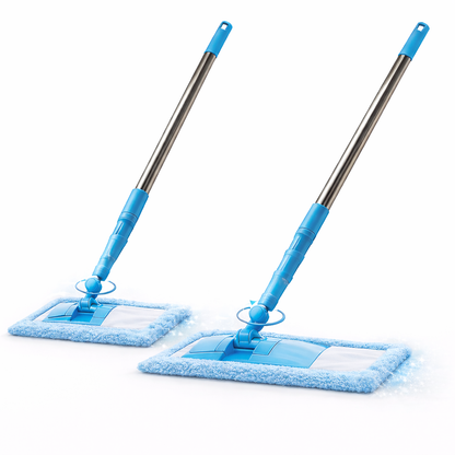 Ajaxfit™ Detachable Coral Fleece Flat Mop with Stainless Steel Handle