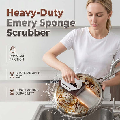 Ajaxfit™🧽🔥2026 HOT SALE🍳Emery Sponge Scrubber – Removes burnt grease & rust instantly. Flexible & durable, ergonomic handle. A heavy-duty cleaning essential. 🍳✨ (offer))