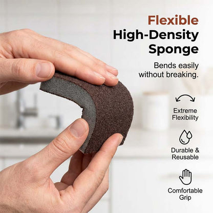 Ajaxfit™🧽🔥2026 HOT SALE🍳Emery Sponge Scrubber – Removes burnt grease & rust instantly. Flexible & durable, ergonomic handle. A heavy-duty cleaning essential. 🍳✨ (offer))