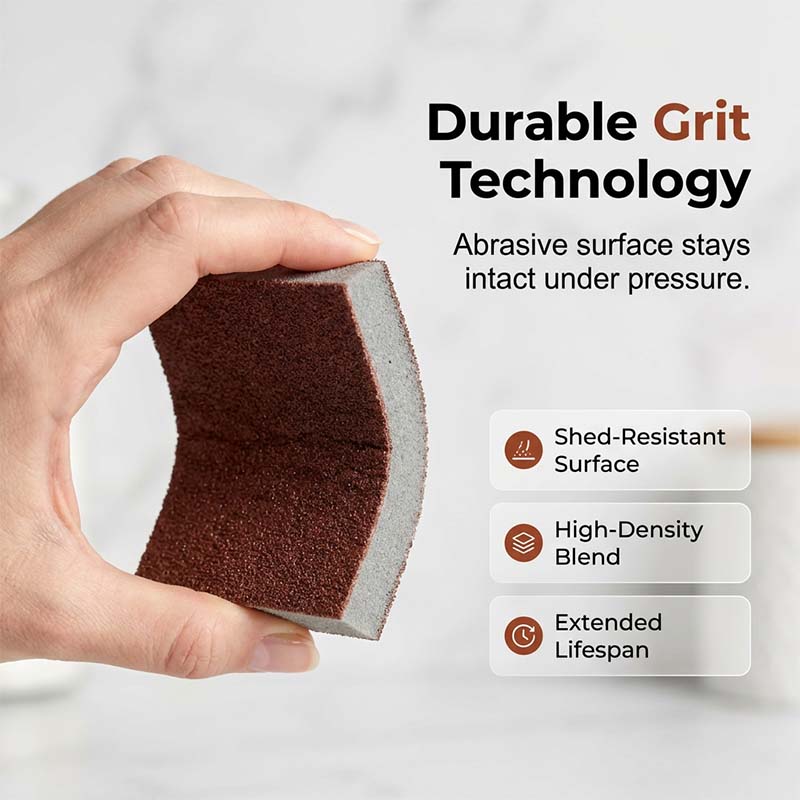 Ajaxfit™🧽🔥2026 HOT SALE🍳Emery Sponge Scrubber – Removes burnt grease & rust instantly. Flexible & durable, ergonomic handle. A heavy-duty cleaning essential. 🍳✨ (offer))