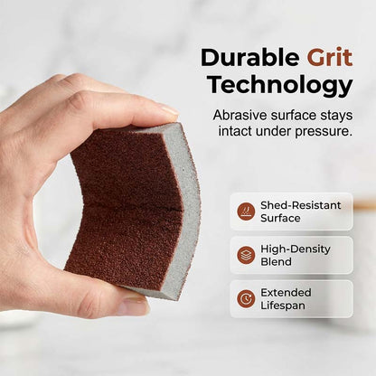 Ajaxfit™🧽🔥2026 HOT SALE🍳Emery Sponge Scrubber – Removes burnt grease & rust instantly. Flexible & durable, ergonomic handle. A heavy-duty cleaning essential. 🍳✨ (offer))